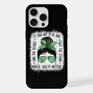 Mental Health Matters Messy Bun Mental Health Awar iPhone 15 Pro Max Case