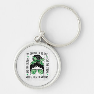 Mental Health Matters Messy Bun Mental Health Awar Keychain