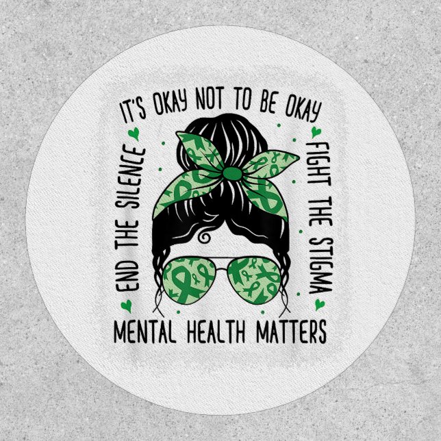 Mental Health Matters Messy Bun Mental Health Awar Patch (Front)