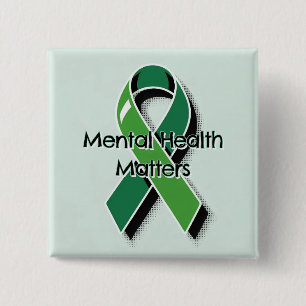 Mental Health Matters Pop Art Green Ribbon Button