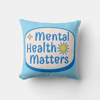Mental Health Matters Quote - Modern Blue & Yellow Throw Pillow