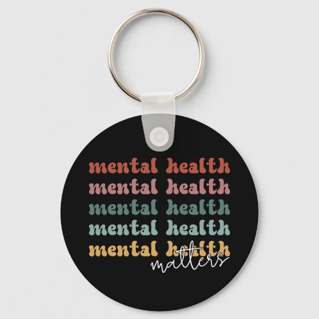 Mental Health Matters Retro Awareness Keychain (Front)
