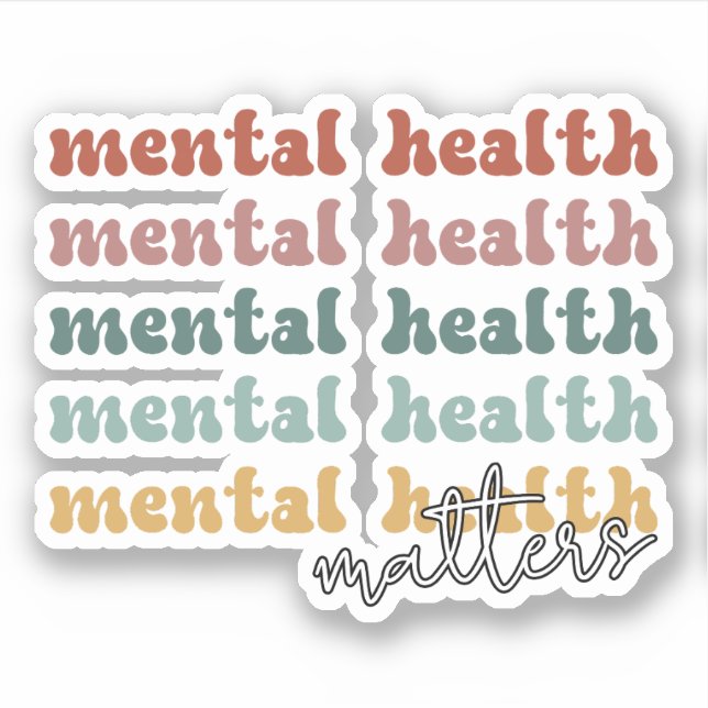 Mental Health Matters Retro Awareness Sticker (Front)