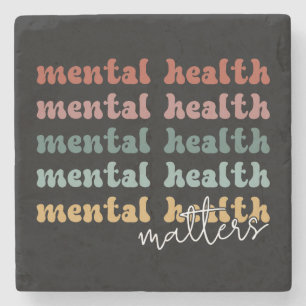 Mental Health Matters Retro Awareness Stone Coaster
