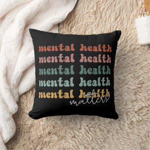 Mental Health Matters Retro Awareness Throw Pillow