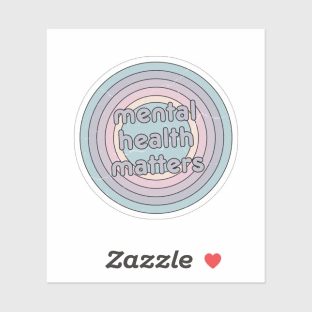 Mental Health Matters | Retro Circle French Grey Sticker (Sheet)