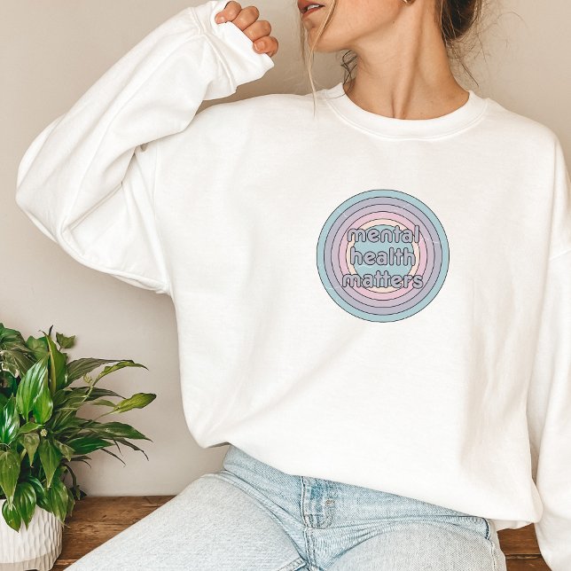 Mental Health Matters | Retro Circle French Grey Sweatshirt (Mental Health Matters Sweatshirt | Retro Circle French Grey | Aesthetic Sweater)