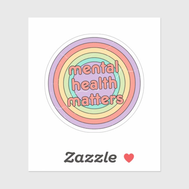 Mental Health Matters | Retro Circle Peach Candy Sticker (Sheet)