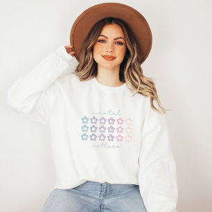 Mental Health Matters Retro Flowers French Gray Sweatshirt