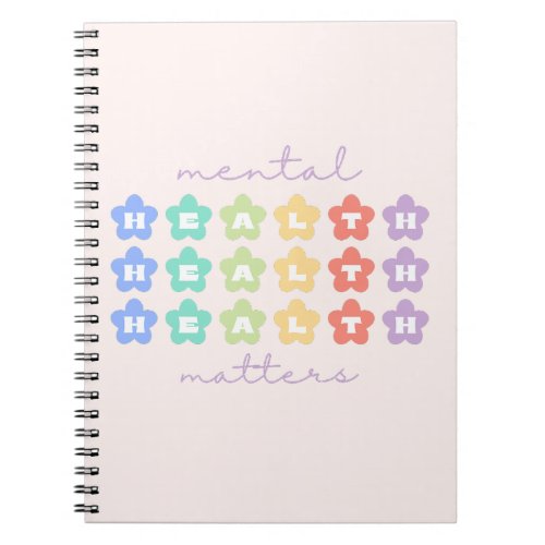 Mental Health Matters  Retro Flowers Peach Candy Notebook