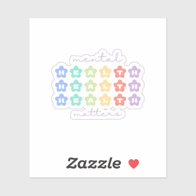Mental Health Matters | Retro Flowers Peach Candy Sticker (Sheet)