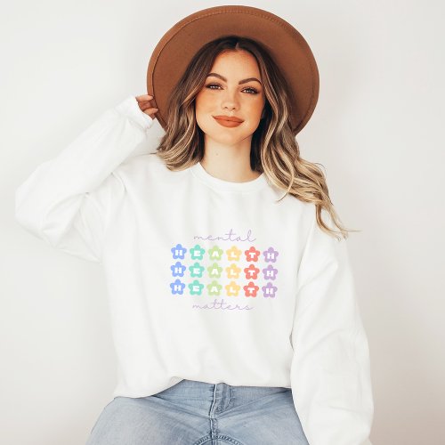 Mental Health Matters  Retro Flowers Peach Candy Sweatshirt