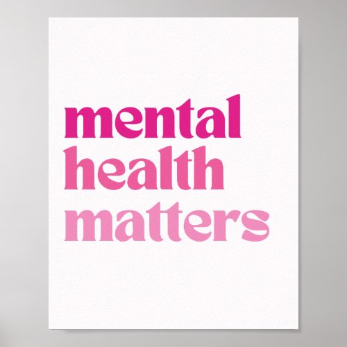 Mental Health Matters Retro Quote Barbiecore Pink Poster