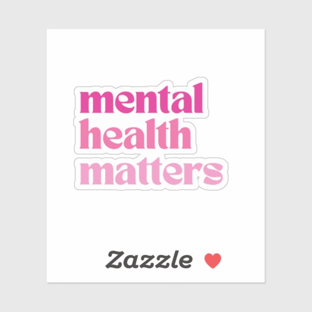 Mental Health Matters Retro Quote Barbiecore Pink Sticker (Sheet)