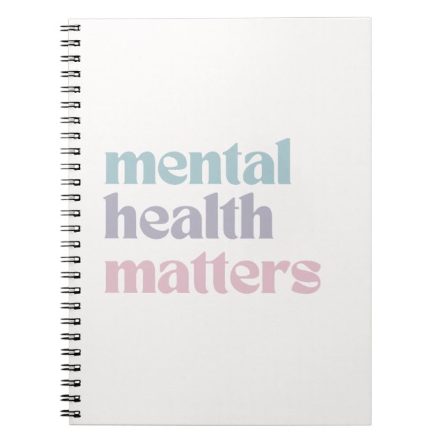 Mental Health Matters | Retro Quote French Gray  Notebook (Front)