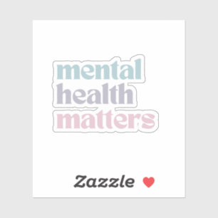 Mental Health Matters Retro Quote French Gray Sticker