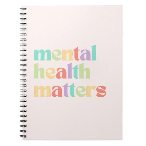 Mental Health Matters  Retro Quote Mixed Peach Notebook