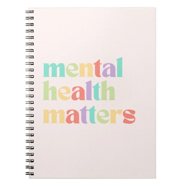 Mental Health Matters | Retro Quote Mixed Peach Notebook (Front)
