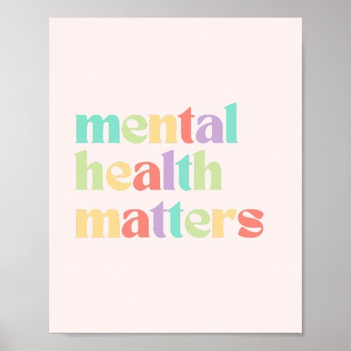 Mental Health Matters  Retro Quote Mixed Peach Poster