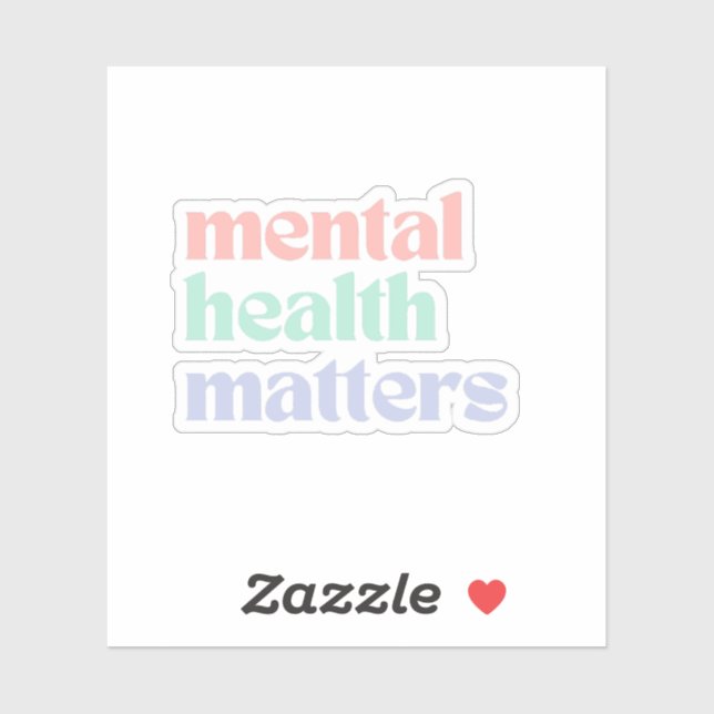 Mental Health Matters | Retro Quote Pastel Rainbow Sticker (Sheet)