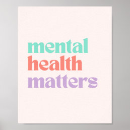 Mental Health Matters | Retro Quote Peach Candy  Poster