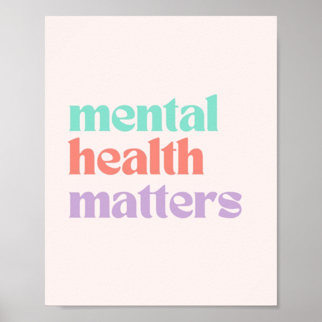 Mental Health Matters | Retro Quote Peach Candy  Poster (Front)