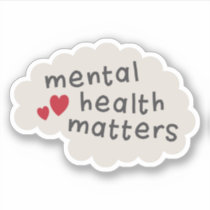 Mental health matters text on brain sticker