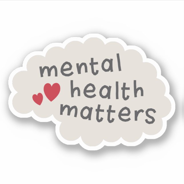 Mental health matters text on brain sticker (Front)