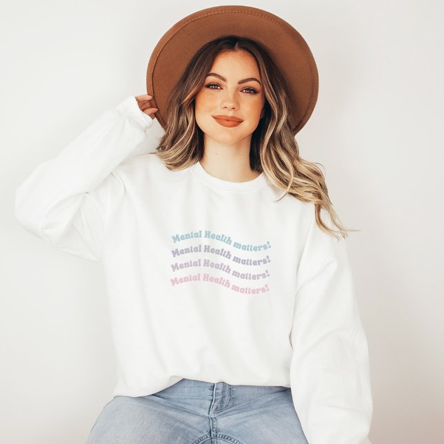 Mental Health Matters | Wavy Retro French Gray Sweatshirt (Mental Health Matters Sweatshirt | Wavy Retro French Gray | Aesthetic Sweater)