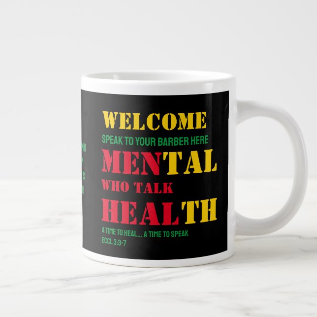 Mental Health MEN WHO TALK HEAL Barber Giant Coffee Mug (Right)