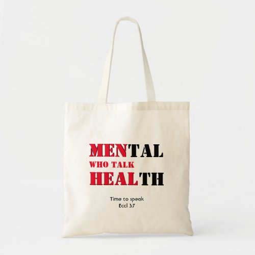 Mental Health MEN WHO TALK HEAL Custom Scripture Tote Bag
