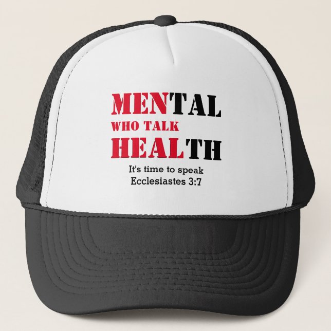 Mental Health MEN WHO TALK HEAL Custom Scripture Trucker Hat (Front)
