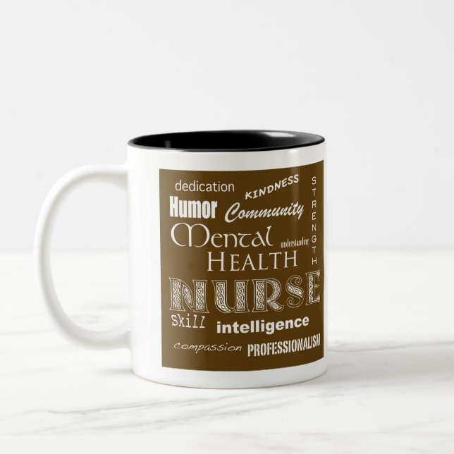 Mental Health Nurse-Brown Two-Tone Coffee Mug (Left)