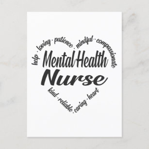 Mental Health Nurse Heart Word Cloud Holiday Postcard