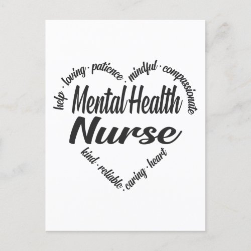 Mental Health Nurse Heart Word Cloud Holiday Postcard