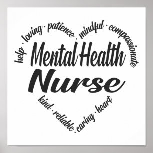 Mental Health Nurse Heart Word Cloud Poster