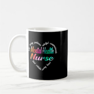 Mental Health Nurse Heart Word Cloud Watercolor Ra Coffee Mug