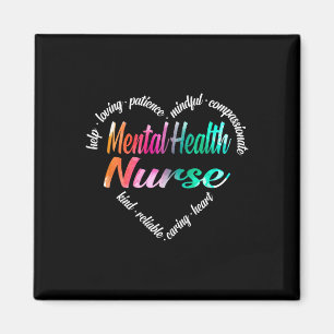 Mental Health Nurse Heart Word Cloud Watercolor Ra Magnet