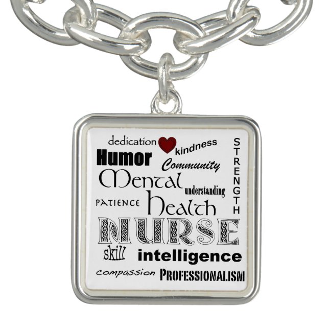 Mental Health Nurse Pride-Attributes+Red Heart Charm Bracelet (Design)