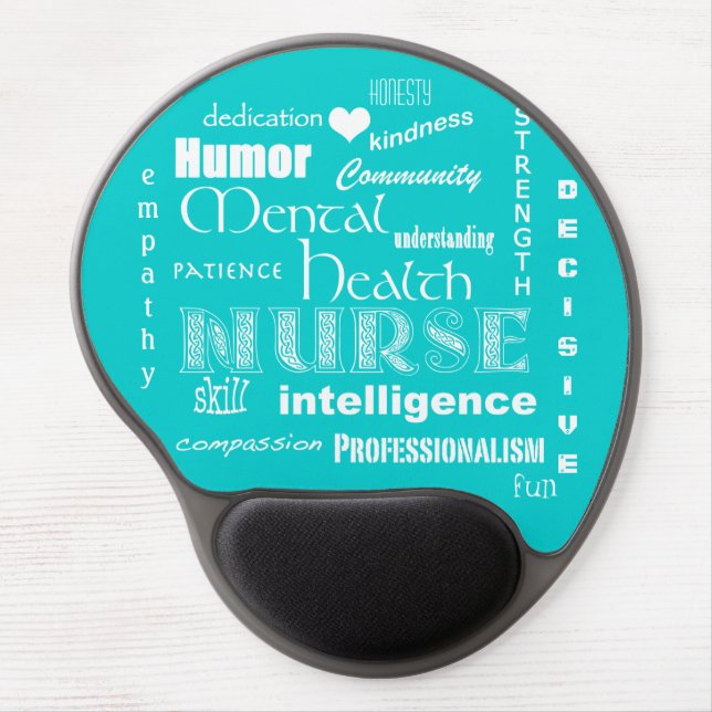 Mental Health Nurse Pride+Heart/Aquamarine Gel Mouse Pad (Front)