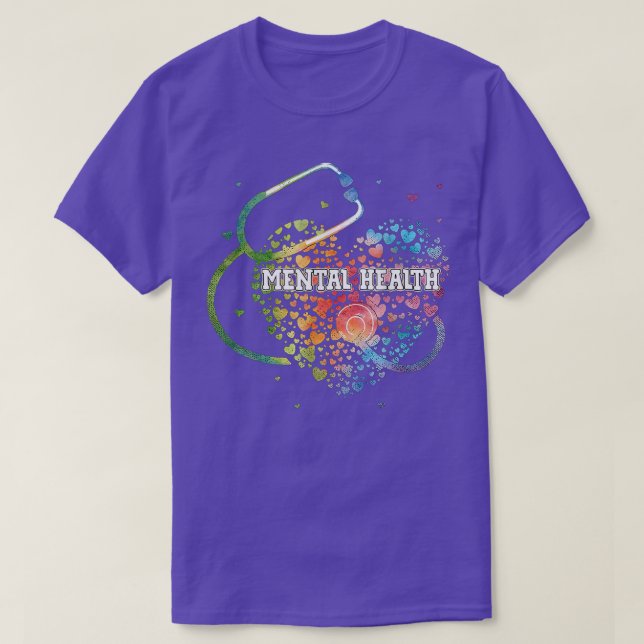 Mental Health Nurse Watercol Love Heart Scrub Stet T-Shirt (Design Front)