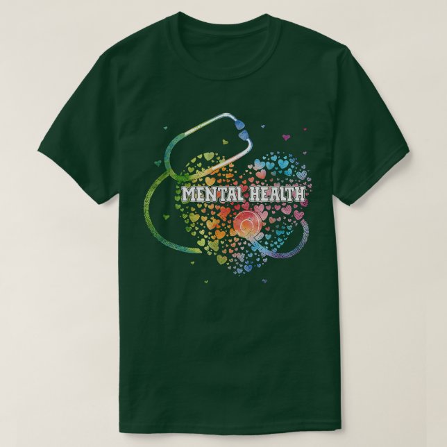 Mental Health Nurse Watercol Love Heart Scrub Stet T-Shirt (Design Front)