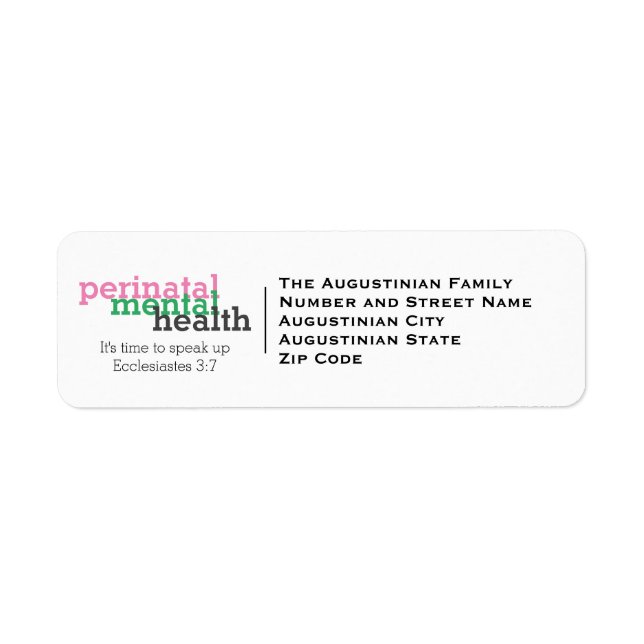 Mental Health | PERINATAL ILLNESS AWARENESS Label (Front)