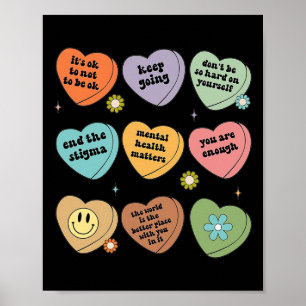 Mental Health Problems Floral Brain Graphic Health Poster