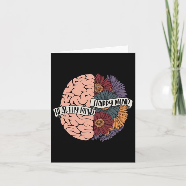 Mental Health Problems Floral Human Brain Awarenes Card (Front)