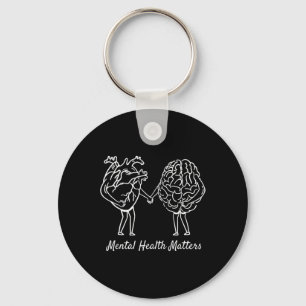 Mental Health Problems Heart Brain Neurodiversity Keychain