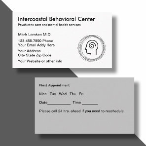 Mental Health Psychiatrist Appointment Cards