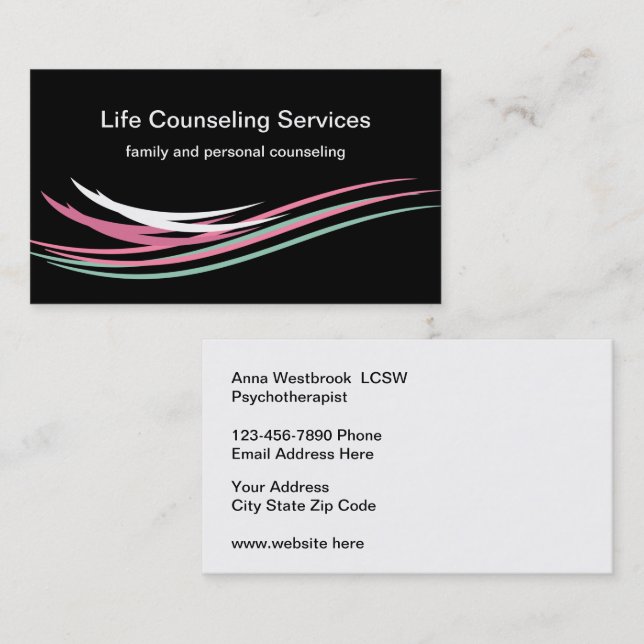 Mental Health Psychotherapy Business Cards (Front/Back)
