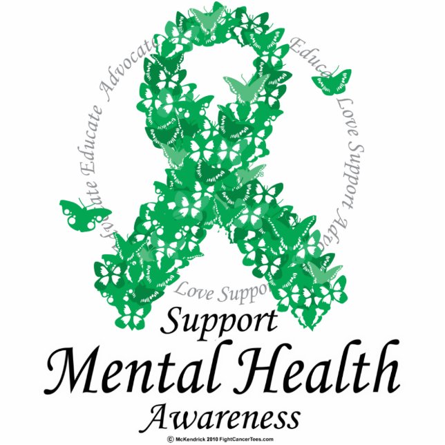 Mental Health Ribbon of Butterflies Cutout (Front)