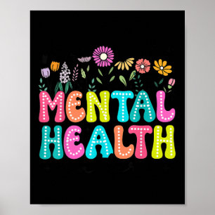 Mental Health S Awareness Human Brain Illness Flor Poster